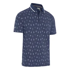 Geo Cocktail Print Polo Blå-Callaway Outlet
