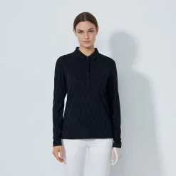 Graphic Jaquard Ls Poloshirt Svart-Daily Sports