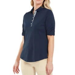 Half Sleeve Ruched Lisle Blå-FootJoy Outlet