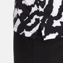 Jr Tech Hidden Button Pique AOP Svart Vit-Bogeys & Birdies New