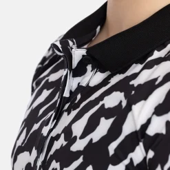 Jr Tech Hidden Button Pique AOP Svart Vit-Bogeys & Birdies New