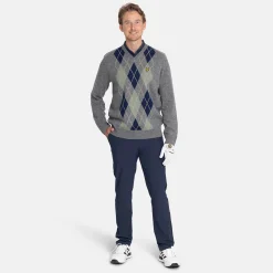 Lambswool Blend Argyle V-Neck Grå Blå-Lyle & Scott Online