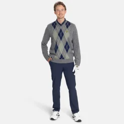 Lambswool Blend Argyle V-Neck Grå Blå-Lyle & Scott Online