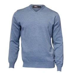 Merino V-Neck Blå-Ivanhoe