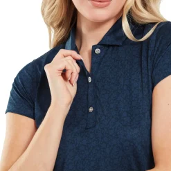 Painted Floral Cap Sleeve Lisle Blå-FootJoy Best