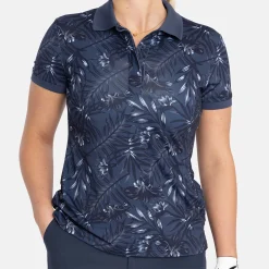 W Tech Hidden Button Pique AOP Blå-Bogeys & Birdies Discount